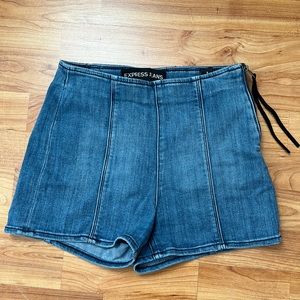 Express high waisted denim shorts